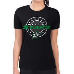 Dallas Stars G-III 4Her by Carl Banks Women's Super-Slim Lightweight Pinstripe Circle Graphic T-Shirt - Black | NHL on sale