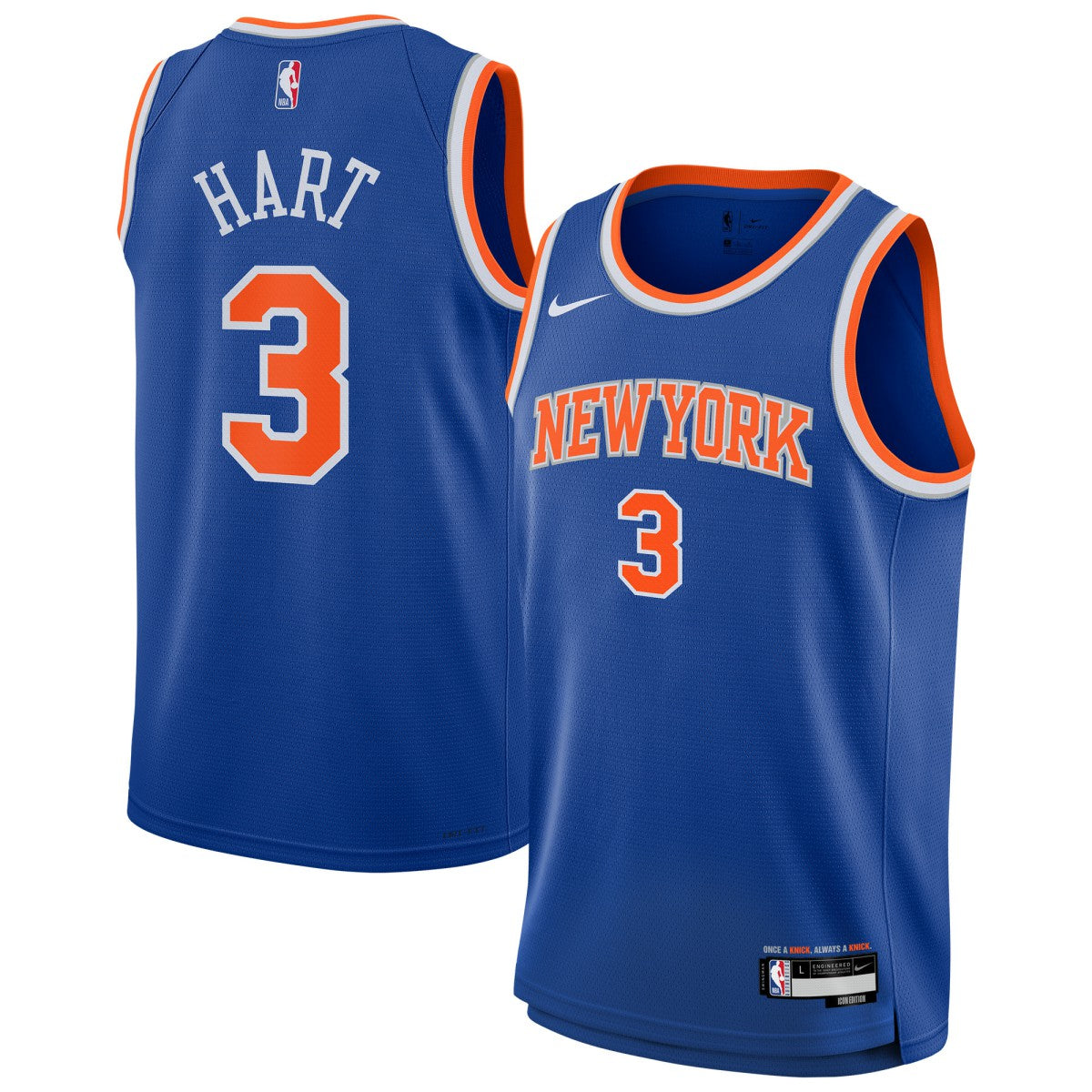 Nike Josh Hart New York Knicks Youth Swingman Jersey Icon Edition Blue