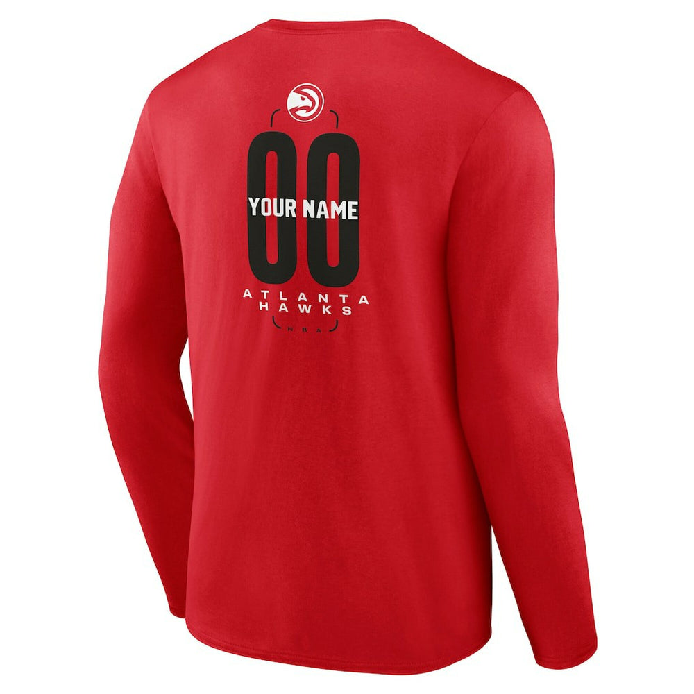 Atlanta Hawks Center Court Name & Number Custom Long Sleeve T-Shirt Red