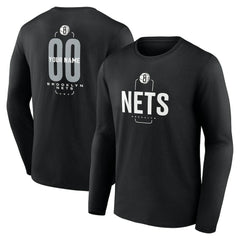 Brooklyn Nets Center Court Name & Number Custom Long Sleeve T-Shirt Black