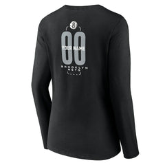 Brooklyn Nets Women's Center Court Name & Number Custom Long Sleeve V-Neck T-Shirt Black