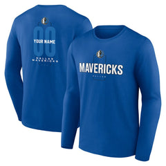 Dallas Mavericks Center Court Name & Number Custom Long Sleeve T-Shirt Blue