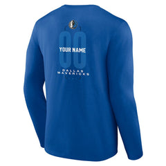 Dallas Mavericks Center Court Name & Number Custom Long Sleeve T-Shirt Blue