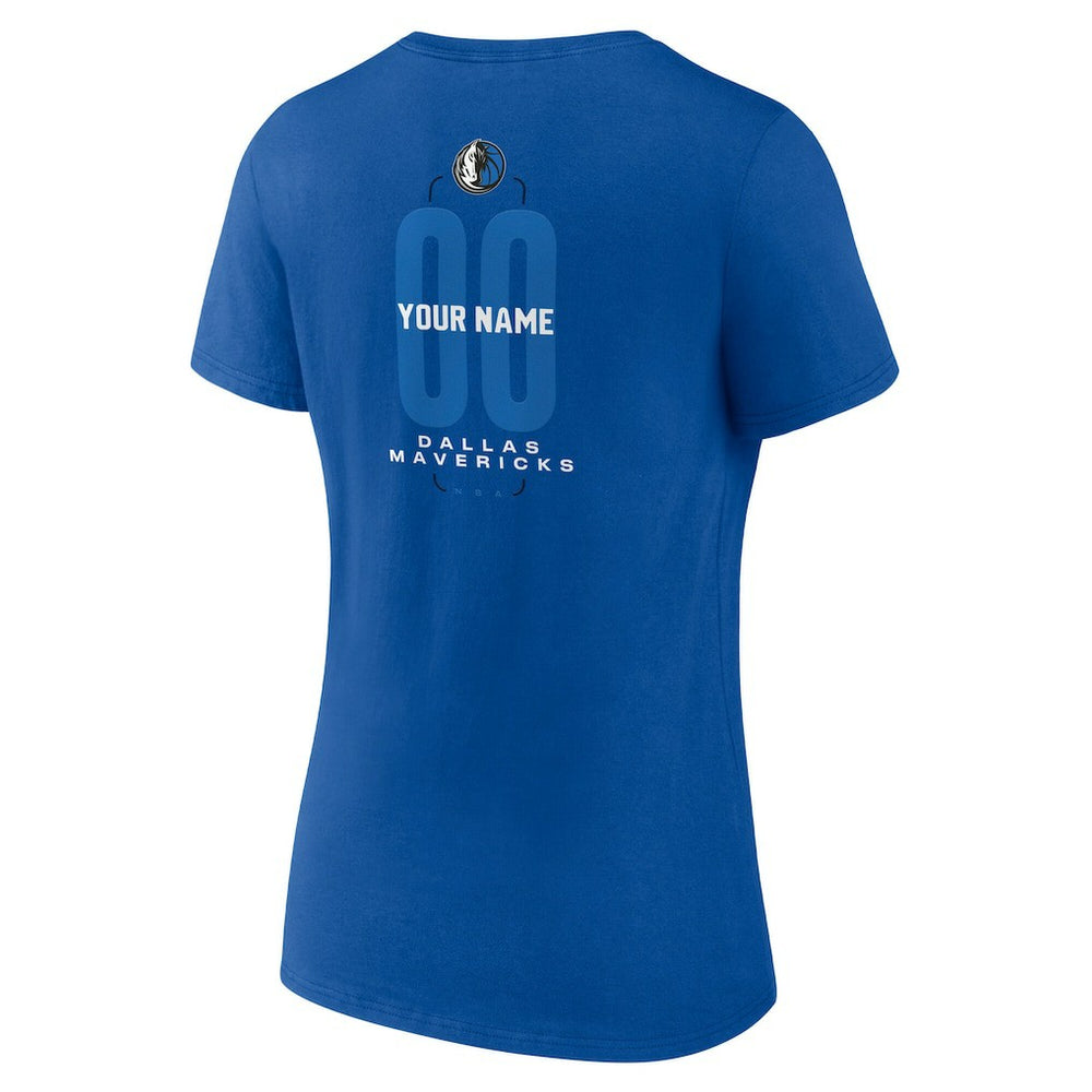 Dallas Mavericks Women's Center Court Name & Number Custom V-Neck T-Shirt Blue