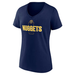 Denver Nuggets Women's Center Court Name & Number Custom V-Neck T-Shirt Navy