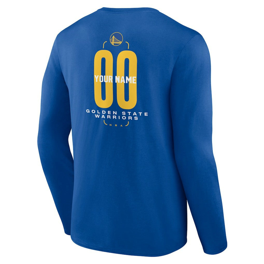 Golden State Warriors Center Court Name & Number Custom Long Sleeve T-Shirt Royal