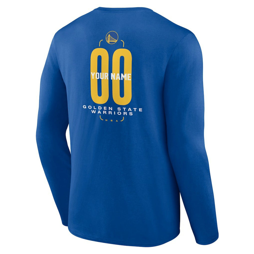 Golden State Warriors Center Court Name & Number Custom Long Sleeve T-Shirt Royal