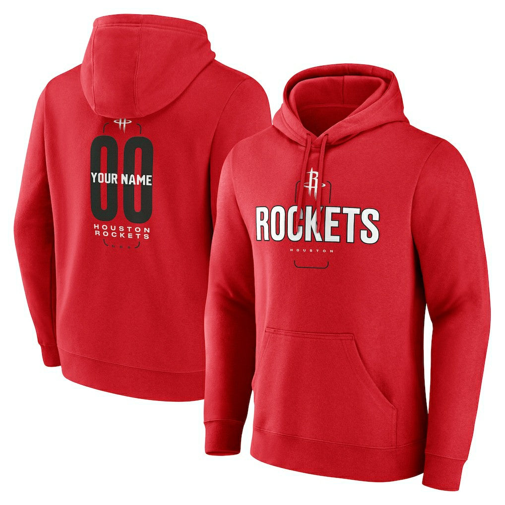 Houston Rockets Center Court Name & Number Custom Hoodie Red