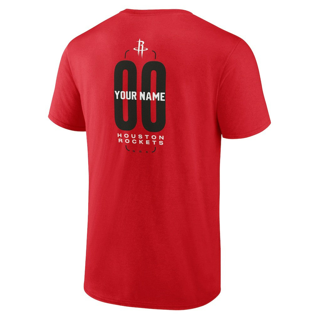 Houston Rockets Center Court Name & Number Custom T-Shirt Red