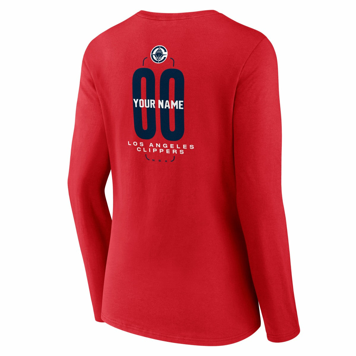 LA Clippers Women's Center Court Name & Number Custom Long Sleeve V-Neck T-Shirt Red