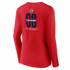 LA Clippers Women's Center Court Name & Number Custom Long Sleeve V-Neck T-Shirt Red