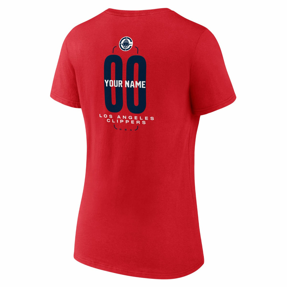 LA Clippers Women's Center Court Name & Number Custom V-Neck T-Shirt Red