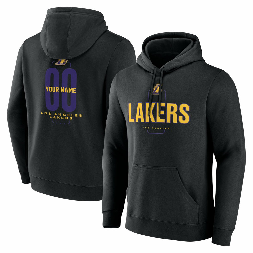 Los Angeles Lakers Center Court Name & Number Custom Hoodie Black
