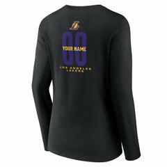 Los Angeles Lakers Women's Center Court Name & Number Custom Long Sleeve V-Neck T-Shirt Black