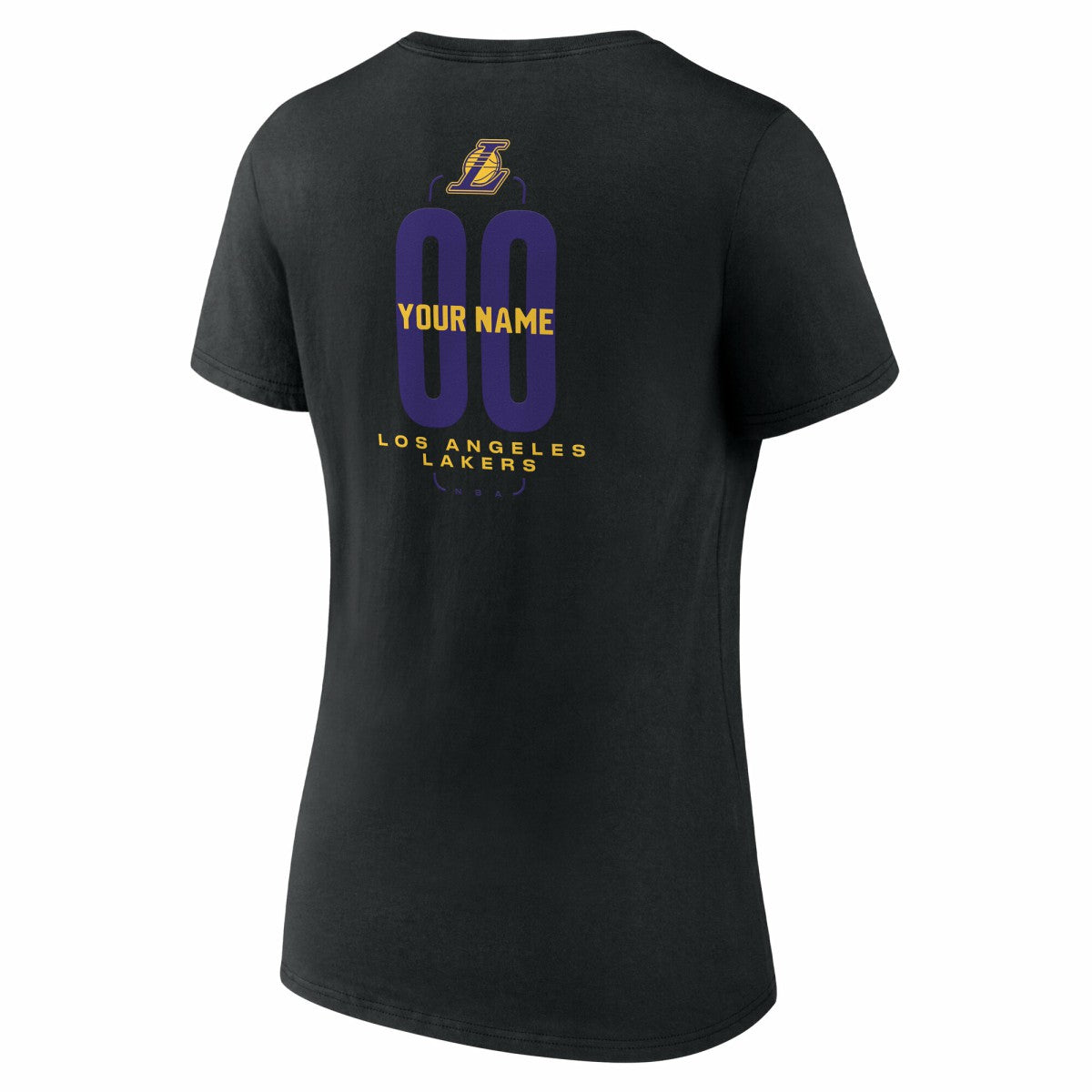 Los Angeles Lakers Women's Center Court Name & Number Custom V-Neck T-Shirt Black
