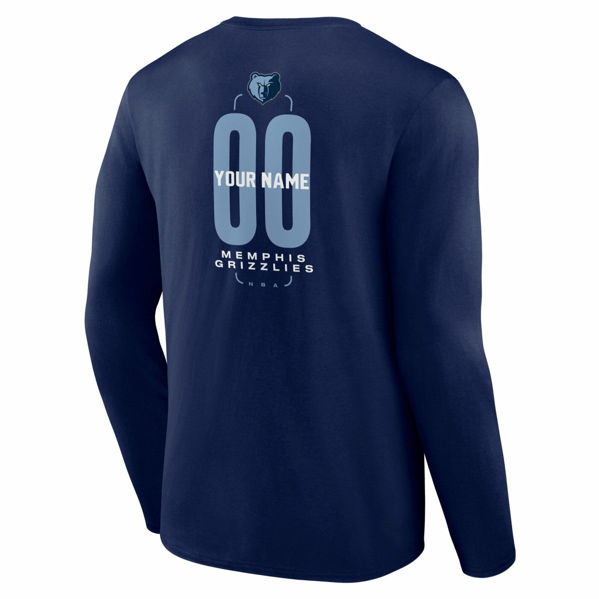 Memphis Grizzlies Center Court Name & Number Custom Long Sleeve T-Shirt Navy