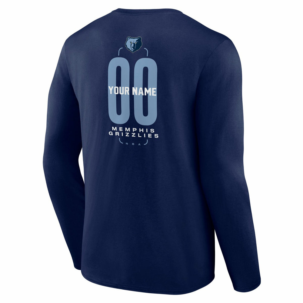 Memphis Grizzlies Center Court Name & Number Custom Long Sleeve T-Shirt Navy