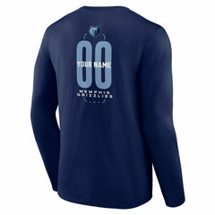 Memphis Grizzlies Center Court Name & Number Custom Long Sleeve T-Shirt Navy