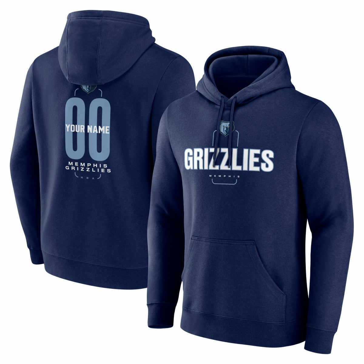 Memphis Grizzlies Center Court Name & Number Custom Hoodie Navy