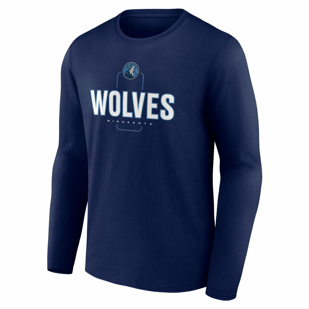 Minnesota Timberwolves Center Court Name & Number Custom Long Sleeve T-Shirt Navy