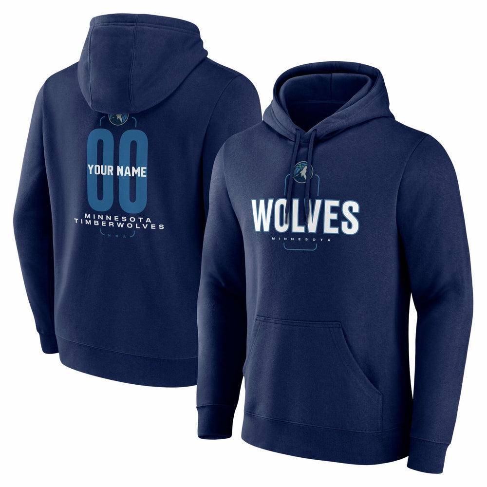 Minnesota Timberwolves Center Court Name & Number Custom Hoodie Navy