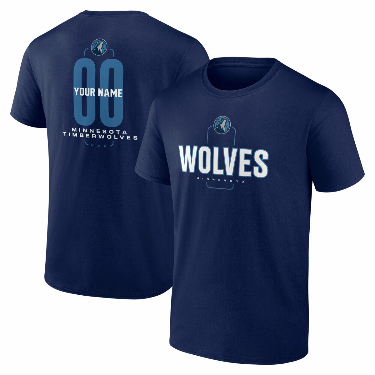 Minnesota Timberwolves Center Court Name & Number Custom T-Shirt Navy
