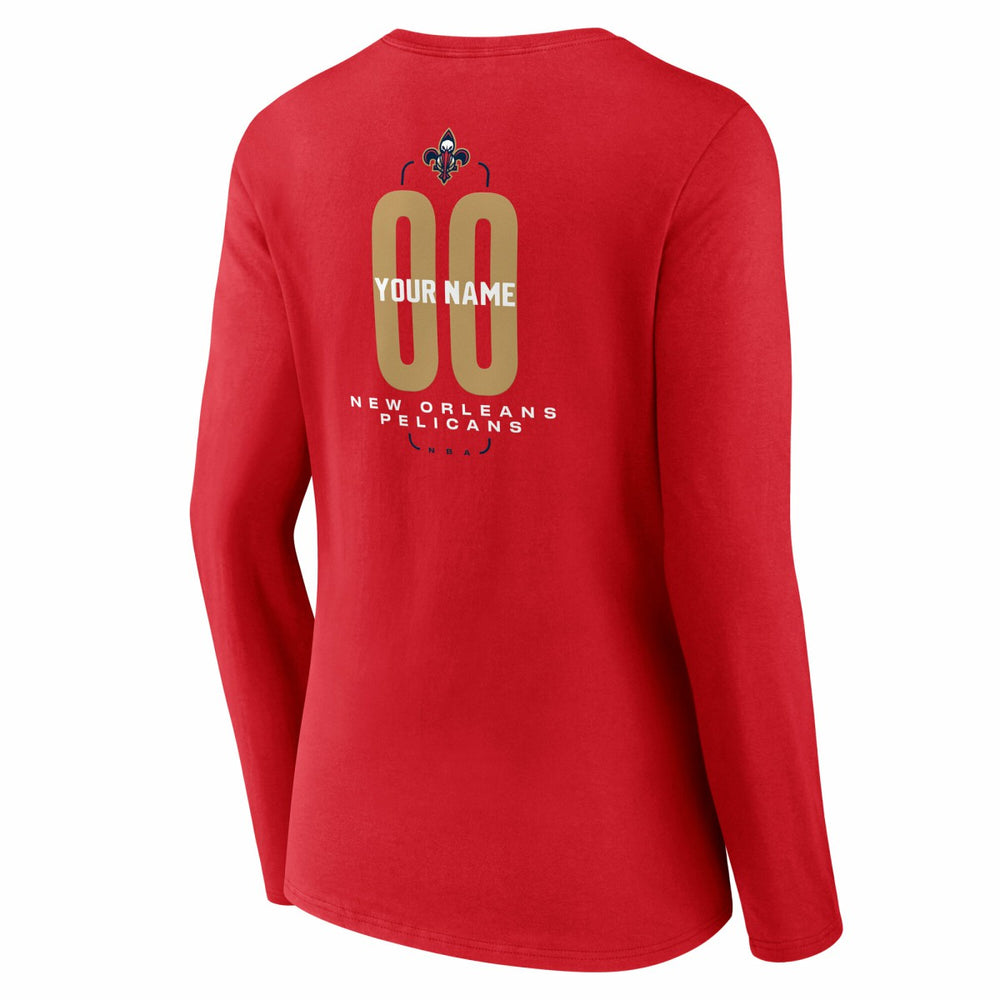 New Orleans Pelicans Women's Center Court Name & Number Custom Long Sleeve V-Neck T-Shirt Red