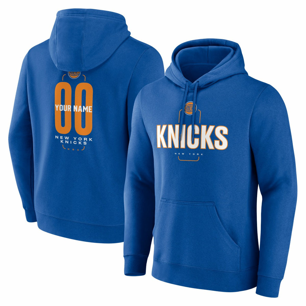 New York Knicks Center Court Name & Number Custom Hoodie Blue