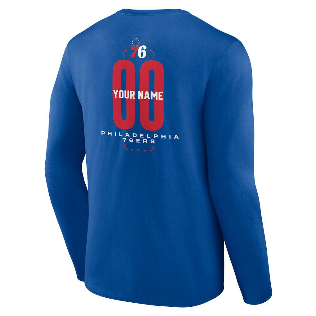 Philadelphia 76ers Center Court Name & Number Custom Long Sleeve T-Shirt Royal