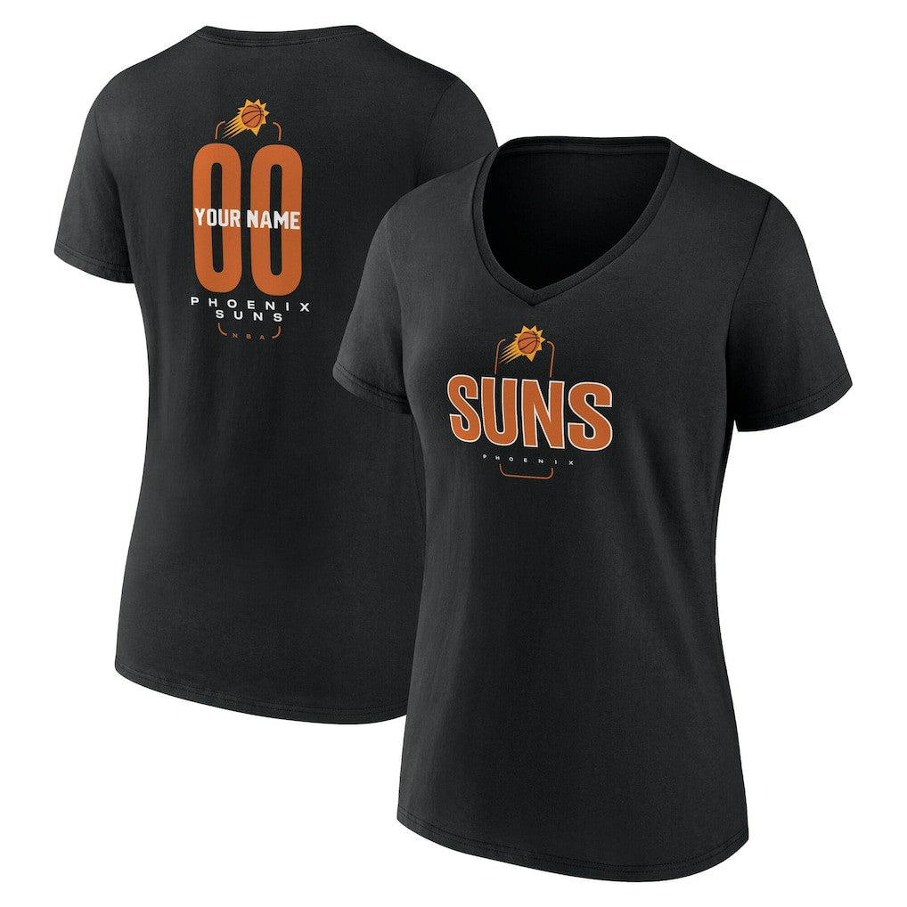 Phoenix Suns Women's Center Court Name & Number Custom V-Neck T-Shirt Black