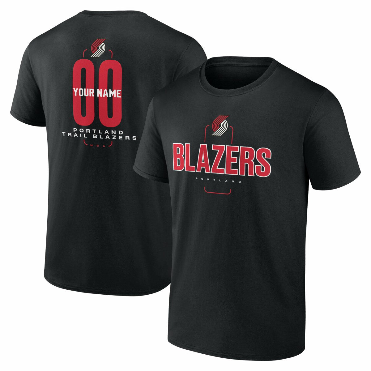 Portland Trail Blazers Center Court Name & Number Custom T-Shirt Black