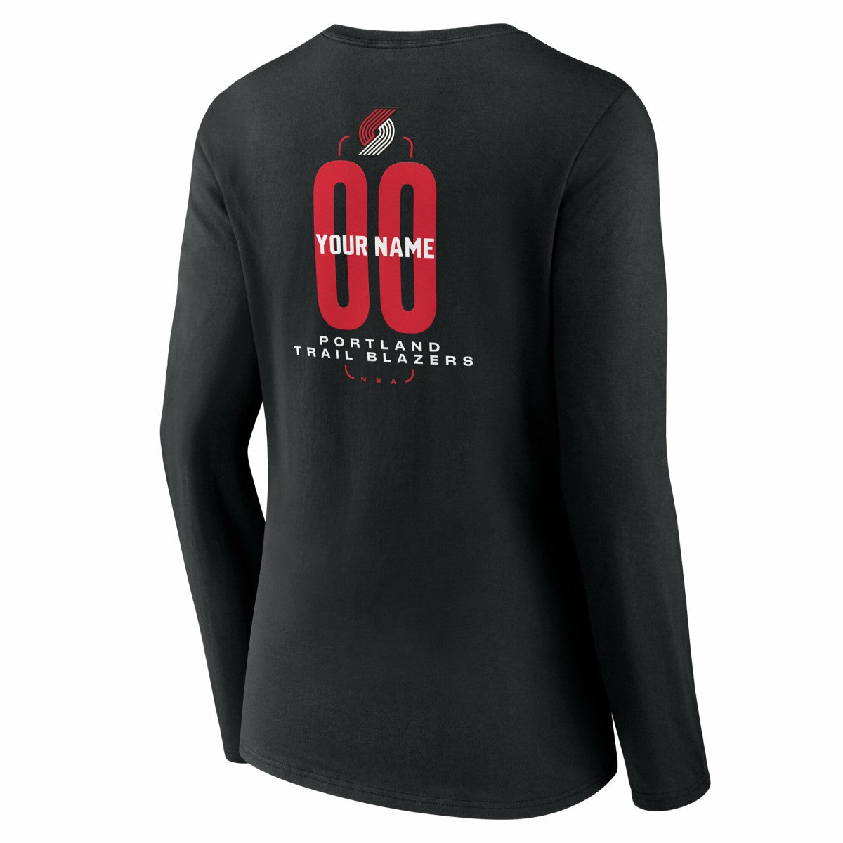 Portland Trail Blazers Women's Center Court Name & Number Custom Long Sleeve V-Neck T-Shirt Black
