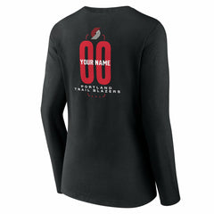 Portland Trail Blazers Women's Center Court Name & Number Custom Long Sleeve V-Neck T-Shirt Black