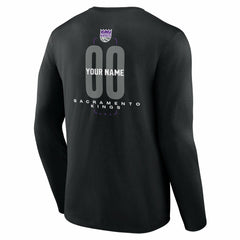 Sacramento Kings Center Court Name & Number Custom Long Sleeve T-Shirt Black
