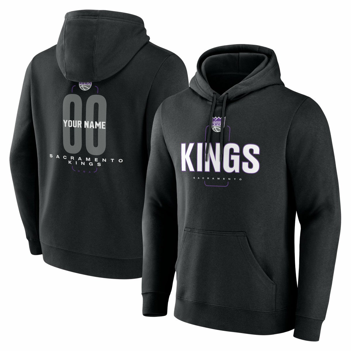 Sacramento Kings Center Court Name & Number Custom Hoodie Black