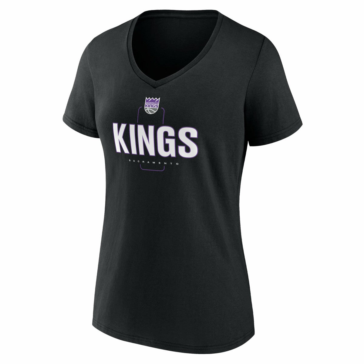Sacramento Kings Women's Center Court Name & Number Custom V-Neck T-Shirt Black