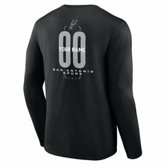 San Antonio Spurs Center Court Name & Number Custom Long Sleeve T-Shirt Black