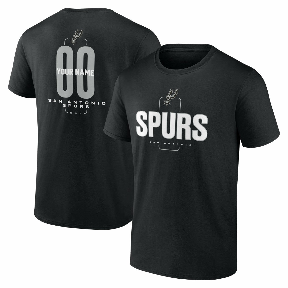 San Antonio Spurs Center Court Name & Number Custom T-Shirt Black