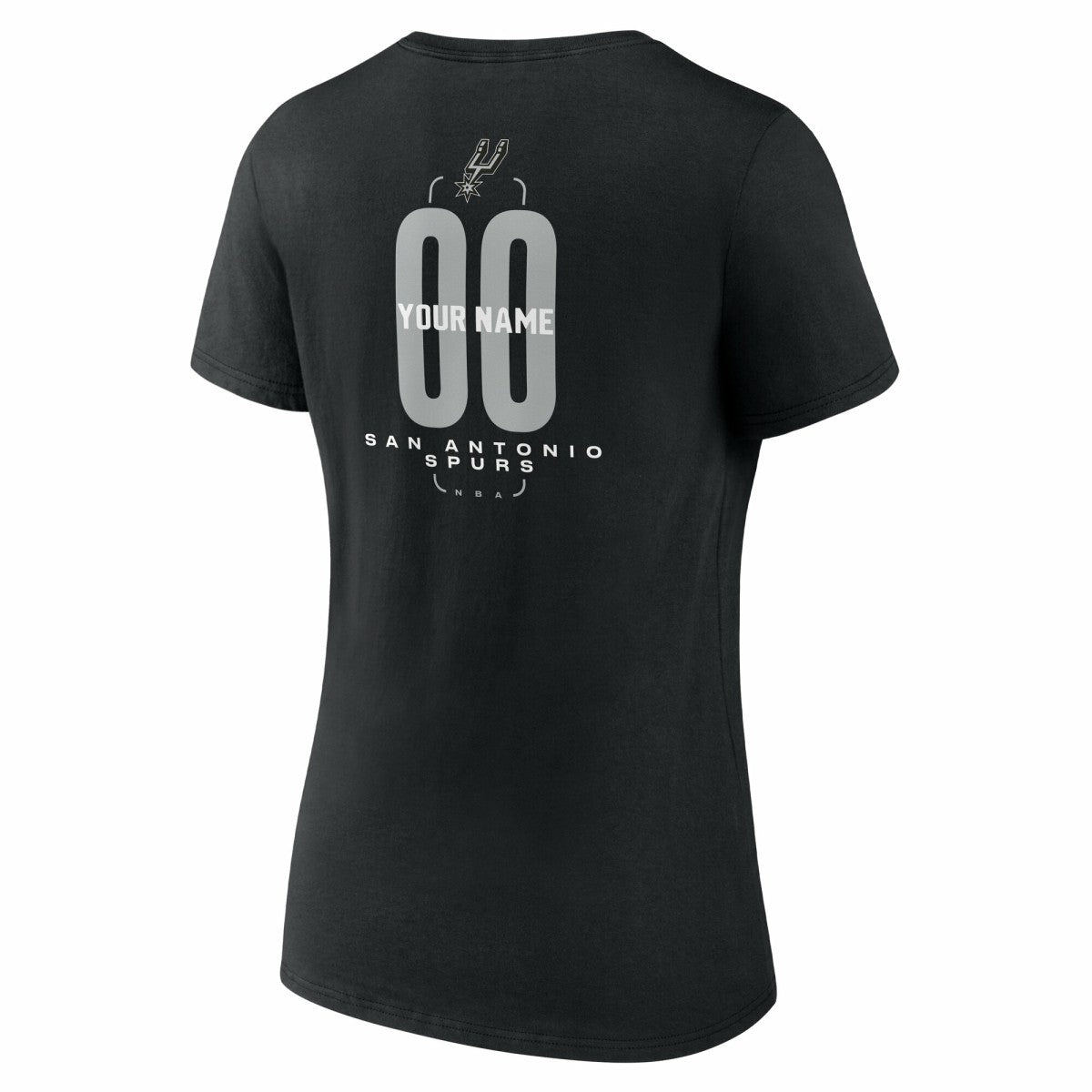 San Antonio Spurs Women's Center Court Name & Number Custom V-Neck T-Shirt Black