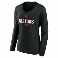 Toronto Raptors Women's Center Court Name & Number Custom Long Sleeve V-Neck T-Shirt Black