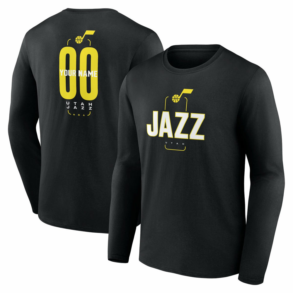 Utah Jazz Center Court Name & Number Custom Long Sleeve T-Shirt Black