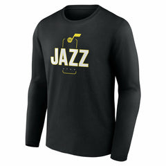 Utah Jazz Center Court Name & Number Custom Long Sleeve T-Shirt Black