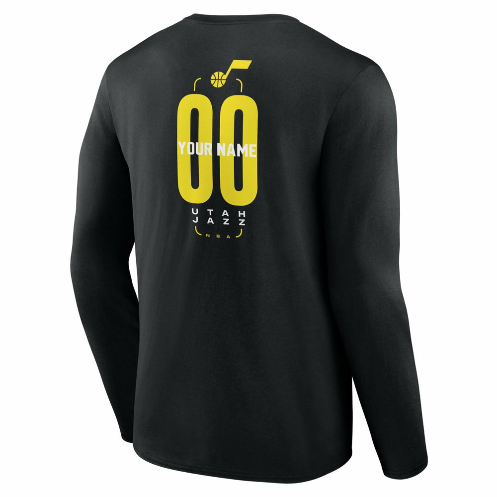 Utah Jazz Center Court Name & Number Custom Long Sleeve T-Shirt Black