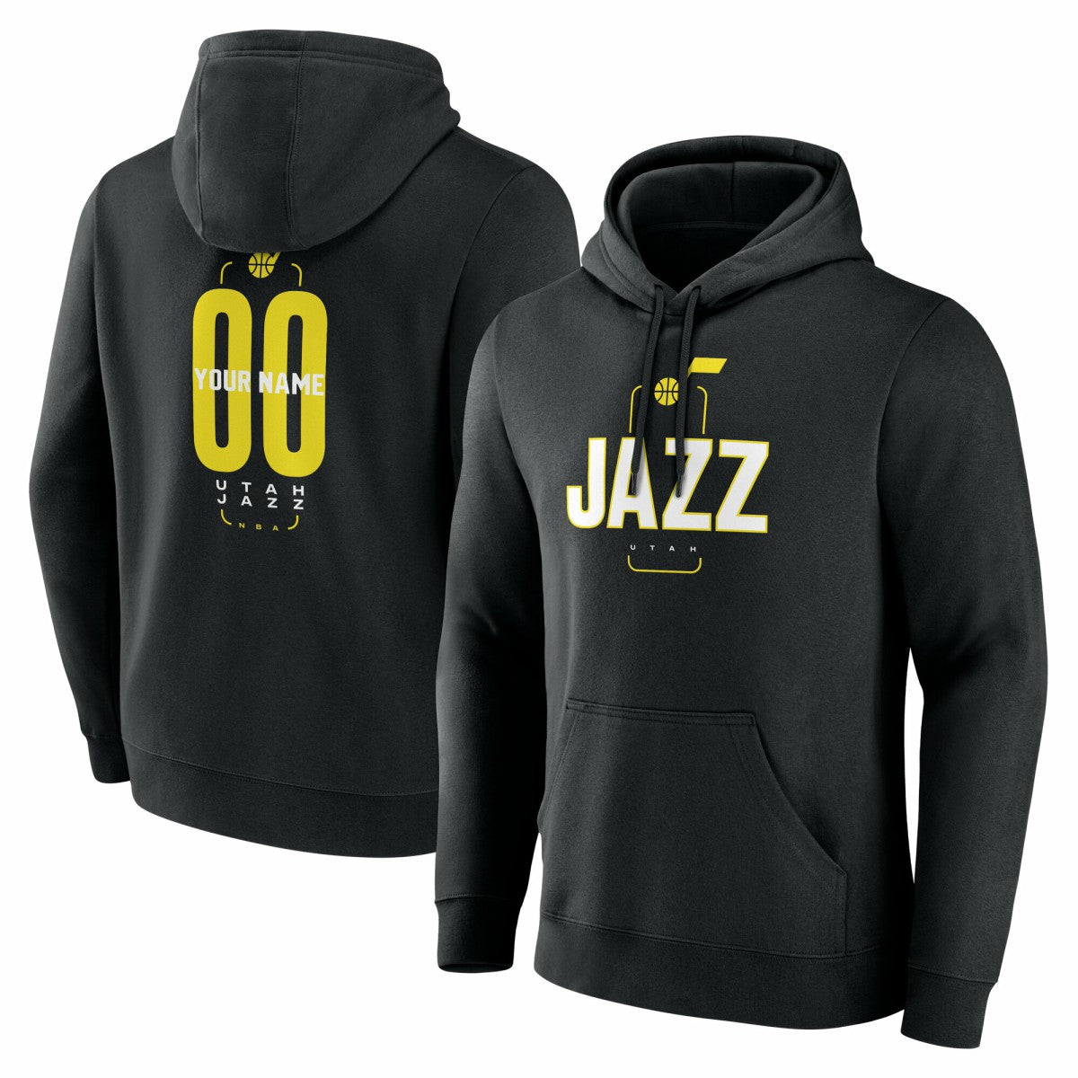 Utah Jazz Center Court Name & Number Custom Hoodie Black
