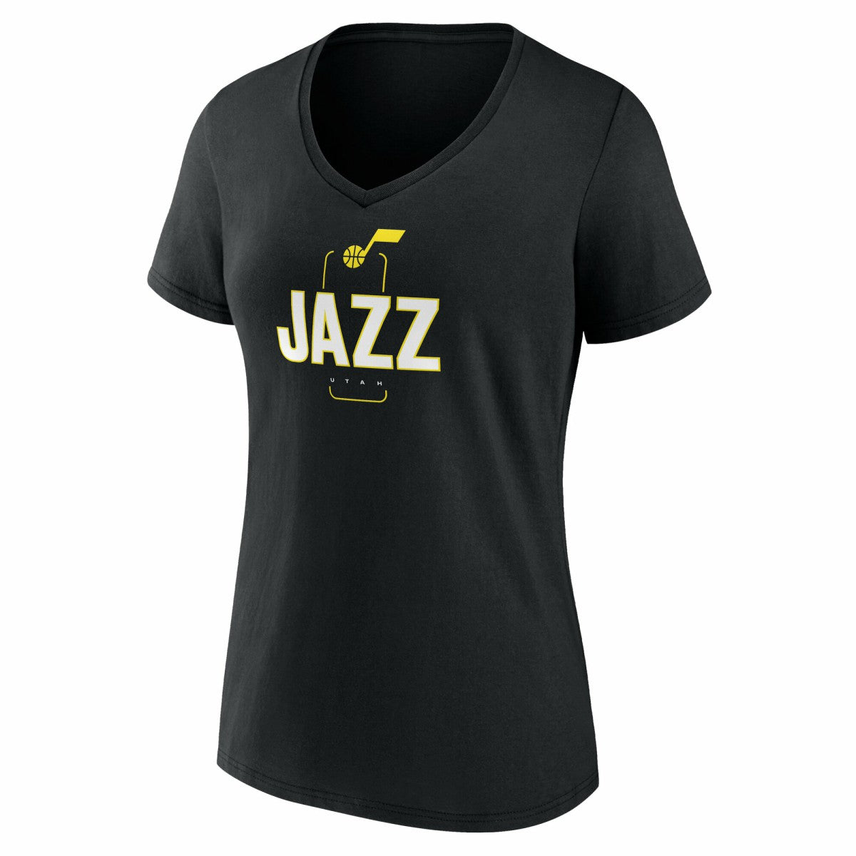 Utah Jazz Women's Center Court Name & Number Custom V-Neck T-Shirt Black