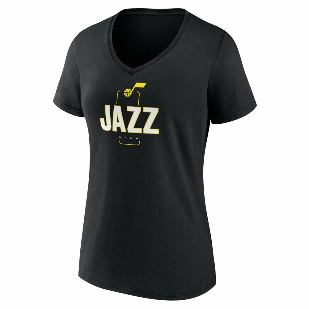 Utah Jazz Women's Center Court Name & Number Custom V-Neck T-Shirt Black