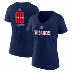 Washington Wizards Women's Center Court Name & Number Custom V-Neck T-Shirt Navy