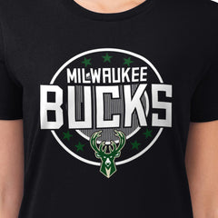 Milwaukee Bucks G-III 4Her by Carl Banks Women's Super-Slim Lightweight Pinstripe Circle Graphic T-Shirt Black