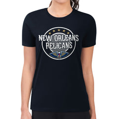 New Orleans Pelicans G-III 4Her by Carl Banks Women's Super-Slim Lightweight Pinstripe Circle Graphic T-Shirt Navy