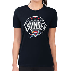 Oklahoma City Thunder G-III 4Her by Carl Banks Women's Super-Slim Lightweight Pinstripe Circle Graphic T-Shirt Navy